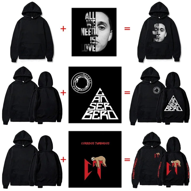 Men's and Women's Hooded Pullover, Customized Team Loose Casual Clothing, Fashionable and Personalized 80% Polyester, 20% Cotton
