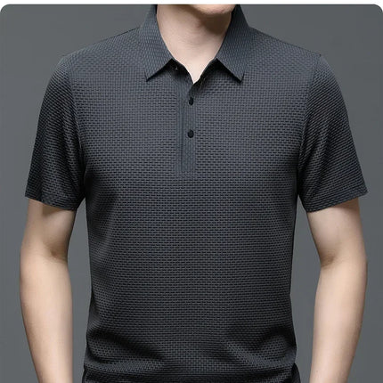 Brand Clothes Summer New Men's Short Sleeve T-shirt Ice Silk Cool and Breathable POLO Shirt Business Casual Sweat-absorbing Top