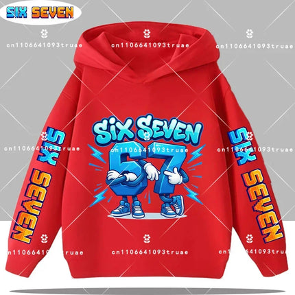 Autumn Children's Comfortable Hoodies 67 Six Seven Digit Print Kid Cute Fleece Sweatshirt Boys Girls Casual Fashion Sport Hooded