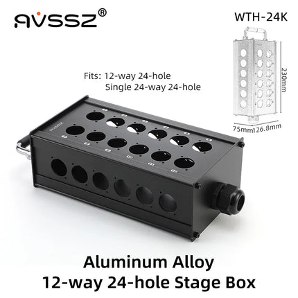 Multi-channel Al alloy Cable Blank Cable Box 16/24/32 Channels for Stage Mobile Audio XLR Male Female Audio Signal Cablebox hole