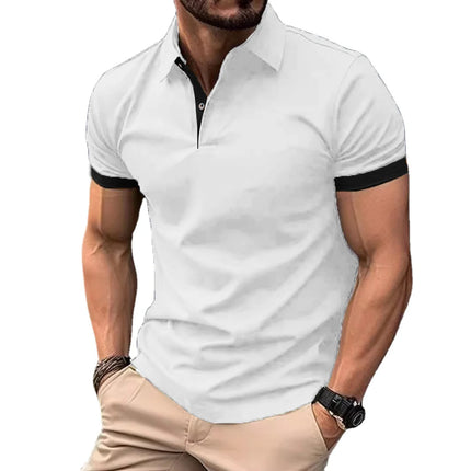 Summer Men Polo Shirts Men Short Sleeve Shirt Contrast Color Lightweight Streetwear Casual Lapel Collar Tops