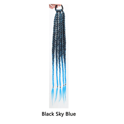 Synthetic Girls Colorful Braids Hair Extensions With Rubber Bands Rainbow Braided Ponytail Hairpieces For Kids Hair Accessories