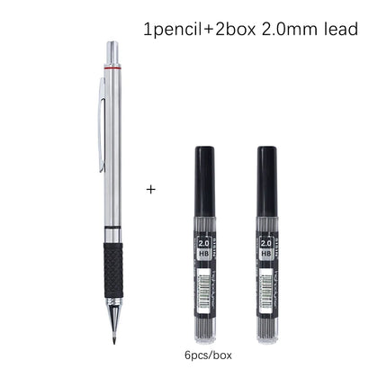 Metal Mechanical Pencil 0.3/0.5/0.7/0.9/2.0mm HB Automatic Pencil with Protective Cover Office School Writing Supplies