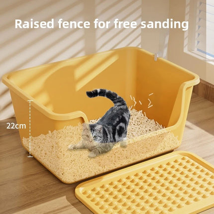 Cat Litter Box, Giant Anti-Splash Semi-Enclosed Cat Toilet, Giant Pet Litter Pan for Indoor Cats