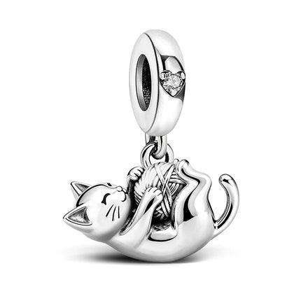 925 Sterling Silver Dinosaur Pig Cat Playing Animal Series Charms Beads Fit Original Pan Bracelet High Quality DIY Jewelry