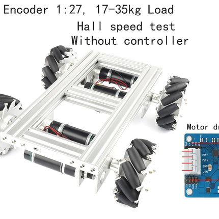 35kg Heavy-Duty 4WD Mecanum Wheel Trolley Omnidirectional Mobile Robot with Motor Metal Chassis for Research Programmable Robot