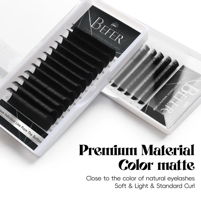 Befer Beauty Easy Fan Volume Eyelash Extensions 15-20mm PBT Matte Black Soft Easy Fanning Bloom Lashes Automatic Flowering