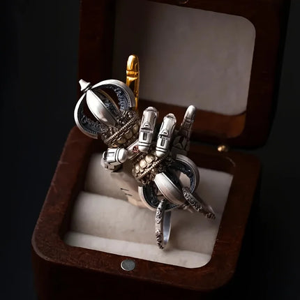 Mechanical Bionic Hand Pendant with Movable Fingers Steampunk Keychain Gothic Punk Robot Hand Jewelry Accessory Gift