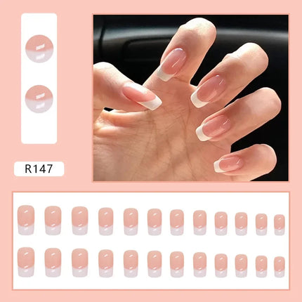 Cool Ash 24 Pcs Press on Nails Pink Nail polish Glossy Artificial Finger Manicure Reusable False Nails for Women