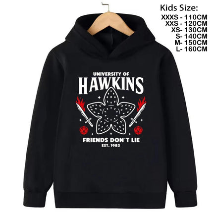 Demogorgon Hawkins Hoodies Kids Cartoon Anime Print Clothes Streetwear Basic Boys Tops Children Sweatshirts