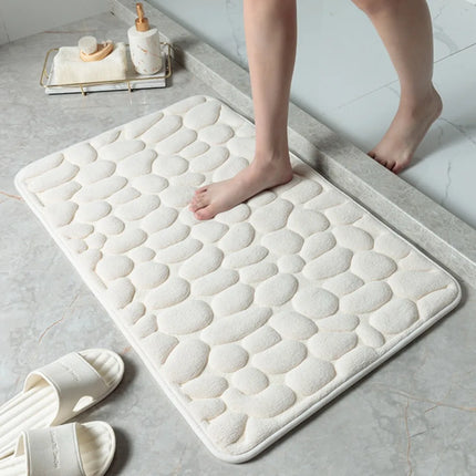 Tapis de bain antidérapant effet pavé Absorption d'eau Lavable Tapis de sol de baignoire Paillasson de douche Décoration de salle de bain
