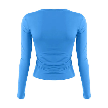 Women Fashion Casual Long Sleeve T-Shirt Lady Minimalist Style Solid Color Round Neck Top Female Casual Skinny Daily Clothes
