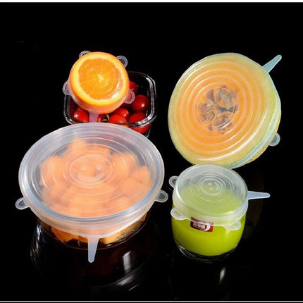 6PCS Silicone Stretch Lids Multifunctional Retractable Fresh-keeping Food Bowl Covers Reusable Saving Covers for Kitchen