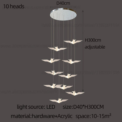 Led Bird Pendant Lamp Home Decoration Lighting Hanging Lamp Design Loft Living Room Showroom Apartment Ceiling Villa Chandelier
