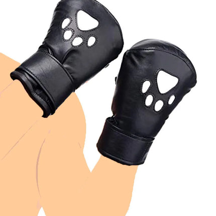 Dog's Paw Fist Glove Leather Premium Pet Crawler Set Padded Pup Puppy Mitts BDSM Bondage Dog Paw Print Paws Mittens Toys
