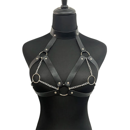 Women Sexy Fashion Chest Harness Pu Leather Bondage Lingerie Harness Belt Bdsm Gothic Punk Exotic Fetish  Festival Rave Outfit