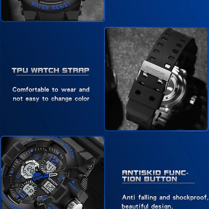 SANDA LED Digital Men Watch G Style Military Sports Electronic Double Display Date waterproof Quartz Watch Relogio Masculino