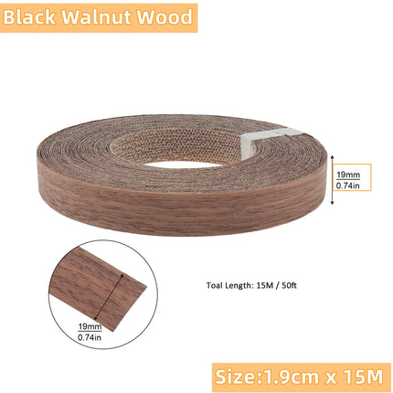 1.9cm/5cm x15M Hot Melt Adhesive Furniture Tape Melamine Edge Banding Strip/ Real Wood Pre Glued Veneer Sheet Cabinet Edge Decor