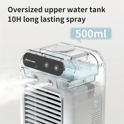 USB Desktop Fan Water tank Mini Air Cooler Portable Personal Cooling Device 1800mAh Lithium Battery Low Voltage Operation Fan