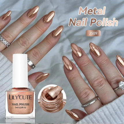 LILYCUTE 7ml  Mirror Metallic Nail Polish No Need of UV LED Lamp Nail Supplies Vernis Red Purple Mirror Effect for Nails