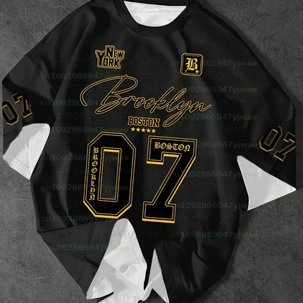 2026 mens brooklyn no.7 graphic t shirt American Casual Digital Print T Shirt Summer Women Beach Short Sleeved Surfing T-shirt