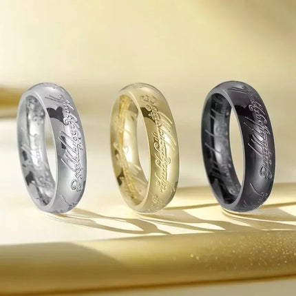 Language Carving Not Fade Rings for Unisex Fashion Minimalist Accessories Titanium Steel Jewelry