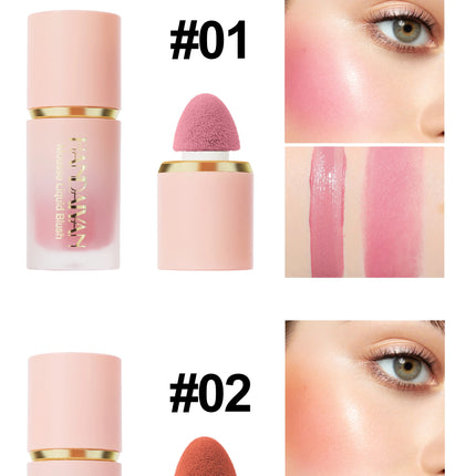 6 Colour Matte Liquid BlushEasy to apply long lasting waterproof blush sponge brush head