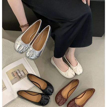 New Brand Women Flats Soft Ballet Shoes Slip On Loafers Soft Moccasins Tabi Ninja Casual Shoes Mujer Ladies Shoes Bow Knot Mujer