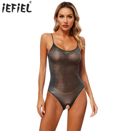Womens Sexy Bodycon Bodysuit Exotic Teddies Adjustable Strap See Through Lingerie Tights Stretchy High Cut One Piece Swimsuit