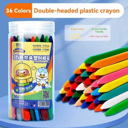 12/24/36 Color Triangle Crayons Non-Dirty Hands Double-headed Plastic Oil Paint Sticks for Children's Kindergarten Stationery