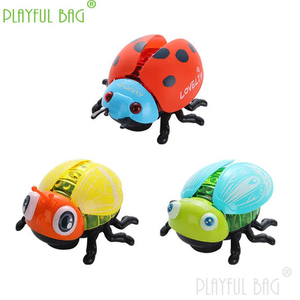 Electric Toys Kid Glowing Leash Pulling Seven Star Ladybug Walking Insect Beetle Light Music Boys Girls Fun Christmas Gift VG103