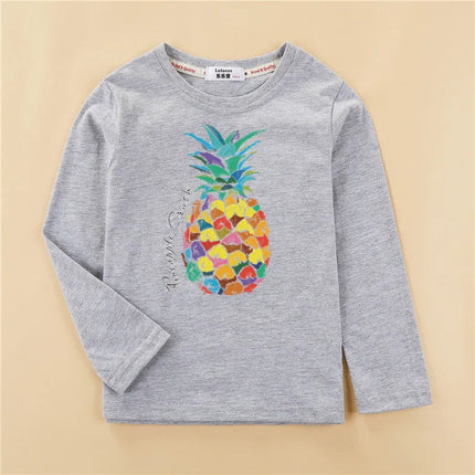 Aimi Lakana Kids Cotton T-Shirt Boys Long Sleeve Tops Pineapple Print Shirt Girls Spring Autumn Shirts