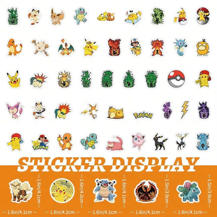 100PCS Cute Pokémon Anime Stickers Decoration DIY Phone Notebook Suitcase Laptop Fridge Graffiti Cartoon Sticker