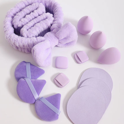 15 件套 Cosmetic Puff Makeup Sponge Blender Beauty Egg Foundation Sponges Puff Wash Face Headband Wristband Make up Accessories