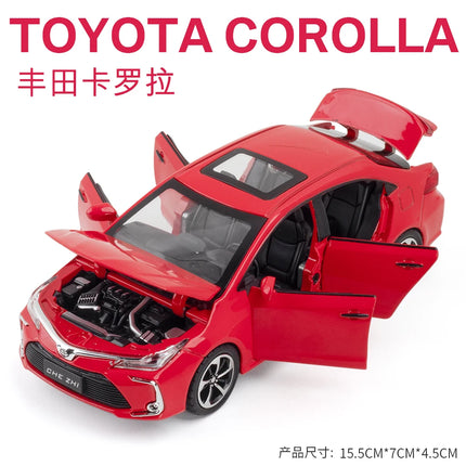 Diecast 1:32 TOYOTA Corolla Alloy Car Model Sound And Light Pull Back Door Opening Metal Car Model Collection Gifts For Friends