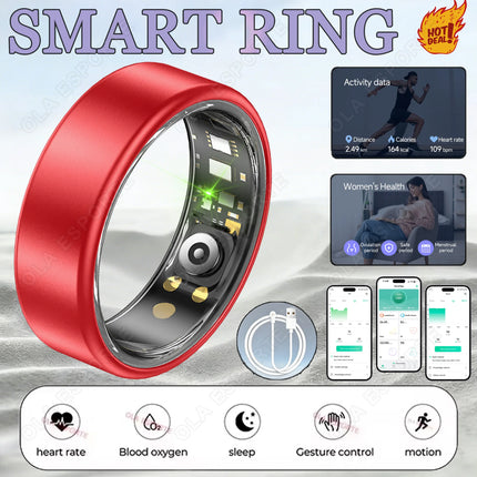 All Size（6-14） Smart Ring for Women Men Healthy Heart Rater Blood pressure Monitor Waterproof Take Photo Control Smartring Sport