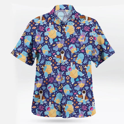 2026 Blastoise Ocean Pattern Pokémon Hawaiian Shirt Pokémon graphic T-shirt Summer Men's T-Shirt Kid's Clothing Tee Y2k Woman