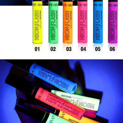 Fluorescence Mascara Waterproof No Blooming Fast Dry Colorful Neon Eyelashes Curling Yellow Blue Lengthens Eye Lashes Cosmetics