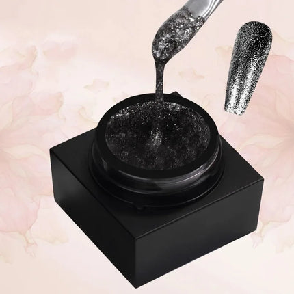 Reflective Glitter Gel Polish Mirror Chrome Effect Gold Silver Black UV Cured Long Lasting Shiny Salon Home DIY Nail Art