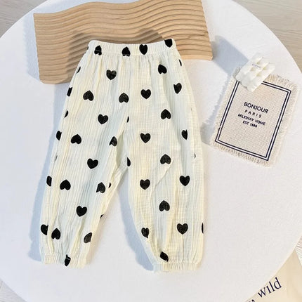 Kids Trousers Baby Summer Korean Bottoms Girls Cartoon Muslin Bloomer Children Casual Elastic Waist Playwear Fashion Clothing