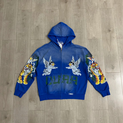 Streetwear Shinning Diamond Zipper Terry Hooded Hoodie for Men Oversized Contrast Color Cardigan Rhinestone Sweatshirt Jacket
