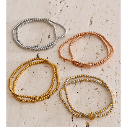 Yhpup Handmade Beads Jewelry Stainless Steel Elasticity Bracelet Bangle Ring Waterproof Fashion Summer Popular Jewelry Wholesale