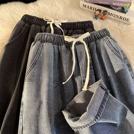 2026 New Streetwear Loose Jeans Men Korean Style Fashion Loose Straight Wide Leg Pants Men's Brand Clothing Black Light Blue
