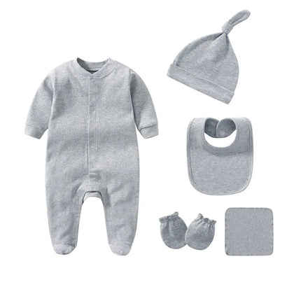 Newborn Footed Pajamas Boy Romper Long Sleeve Jumpsuit Cotton Solid White Fashion 0-12 Months Baby Clothes
