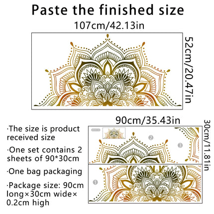 Artistic PVC Wall Decal Mandala Lotus Flower Mural Wall Art Sticker For Bedroom Living Room Office Home Decoration Self-Adhesive