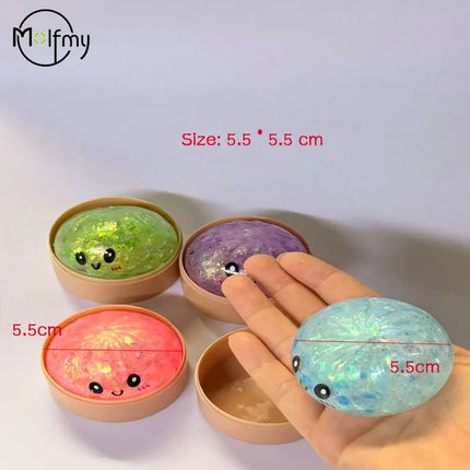 5.5cm Hot Glitter Dumpling Squishy with Box Dumplings Sensory Squeeze Toy for Stress Relief Fans Birthday Day Gifts