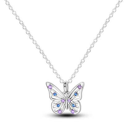 925 Sterling Silver Necklace Dreamcatcher Painting Plate Butterfly Necklace Fit Original Charms Fine Jewelry DIY Women Fashion