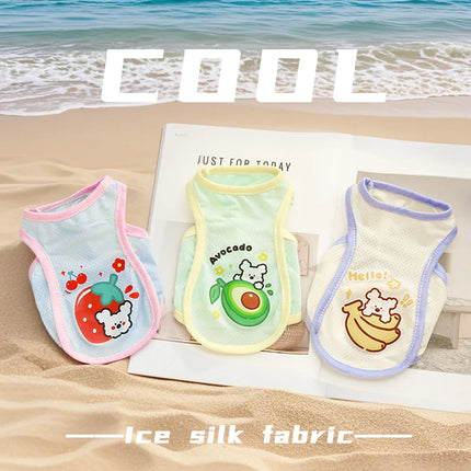 Dog Summer Cooling Outing Vest Pet Ice Silk Cool Clothes Cartoon Fruit Animal Printed Clothing XS-6XL