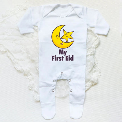 My First Eid Printed Baby Sleepsuit Newborn Bodysuit Infant Long Sleeve Romper Eid Ramadan Islamic Muslim Baby Keepsake Outfit