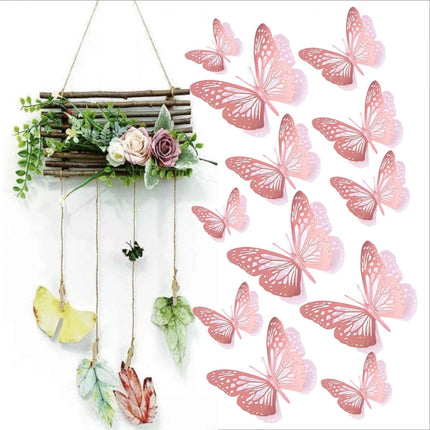12pcs/Set 3D Hollow Butterfly Wall Stickers Bedroom Living Room Stickers for Wedding Party Decoration 3D Fridge Decals Wallpaper